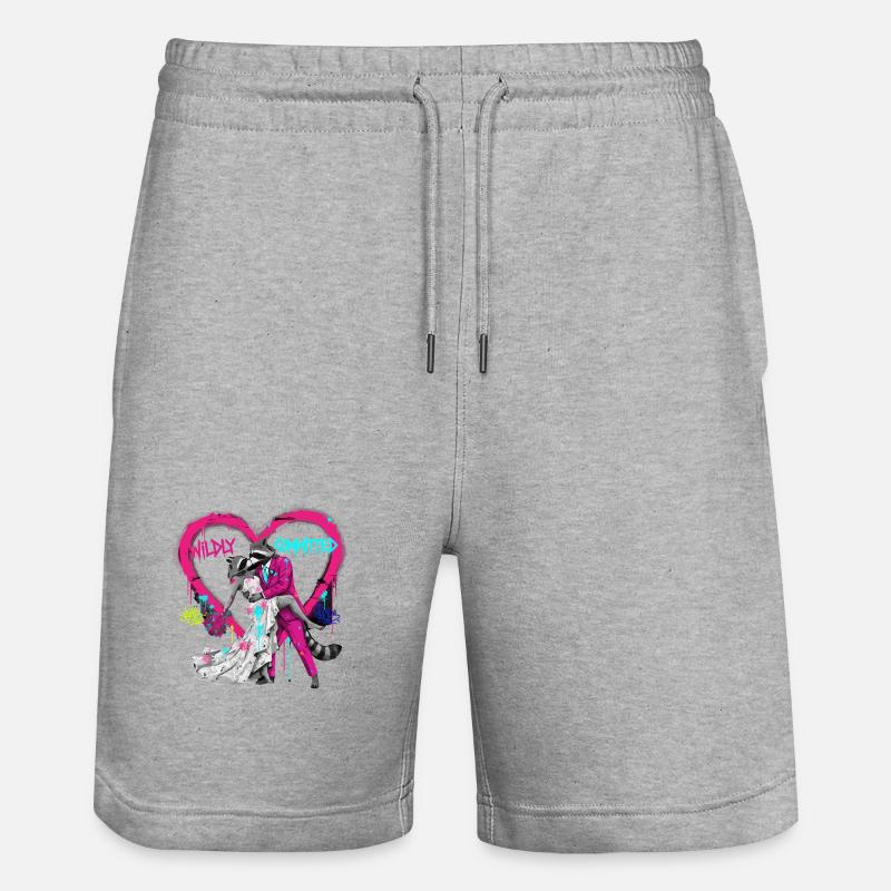 Wildly Committed Waschbär Hochzeit - Stanley/Stella Unisex Bio Joggingshorts Trainer - Grau meliert