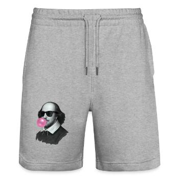 William Shakespeare mit Kaugummi und Sonnenbrille - Stanley/Stella Unisex Bio Joggingshorts Trainer  - Grau meliert - Vorne - Nik (191cm) & Marisol (170cm)