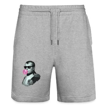 Napoléon avec du chewing-gum et des lunettes de soleil - Short de jogging bio TRAINER Stanley/Stella unisexe - gris chiné - Devant - Nik (191cm) & Marisol (170cm)
