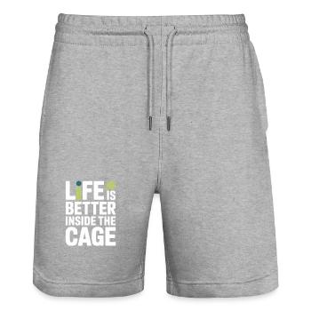 Padel Spieler Life Is Better Inside The Cage Padel - Stanley/Stella Unisex Bio Joggingshorts Trainer  - Grau meliert - Vorne - Nik (191cm) & Marisol (170cm)