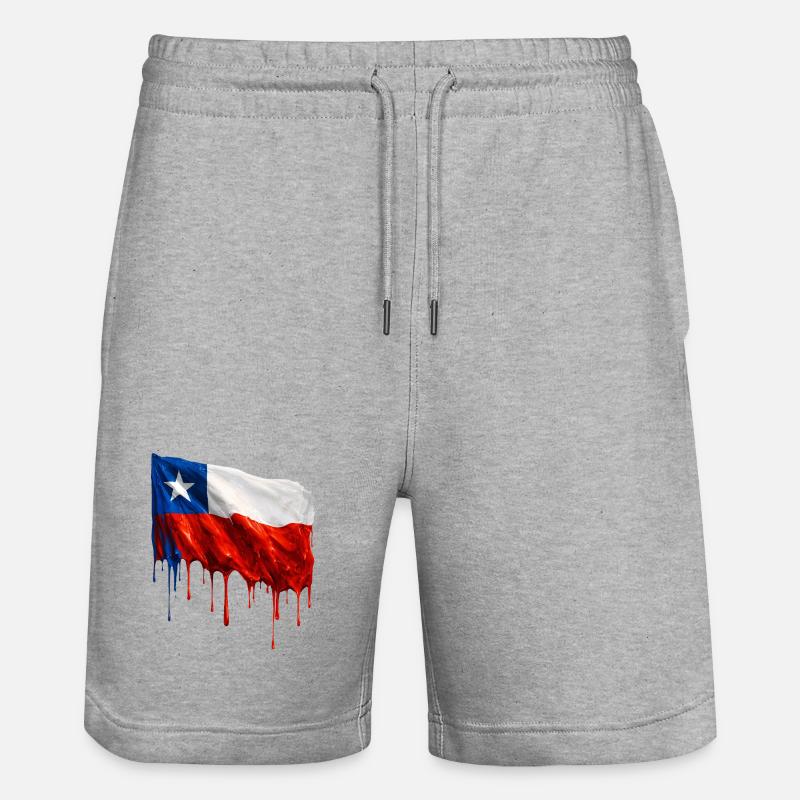Chile Flag Dripping Solid - Stanley/Stella Trainer Unisex Organic Jogging Shorts - heather grey