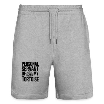 Serviteur personnel de ma tortue - Short de jogging bio TRAINER Stanley/Stella unisexe - gris chiné - Devant - Nik (191cm) & Marisol (170cm)