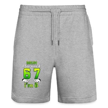8th Birthday Boy Outfit I`m 8 Year Old Six Seven - Short de jogging bio TRAINER Stanley/Stella unisexe - gris chiné - Devant - Nik (191cm) & Marisol (170cm)