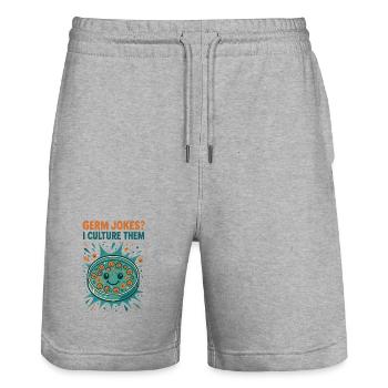 Cultivating germ jokes | Microbiology Humor - Stanley/Stella Trainer Unisex Organic Jogging Shorts - heather grey - Front - Nik (191cm) & Marisol (170cm)