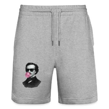 Edgar Allan Poe avec du chewing-gum et des lunettes de soleil - Short de jogging bio TRAINER Stanley/Stella unisexe - gris chiné - Devant - Nik (191cm) & Marisol (170cm)