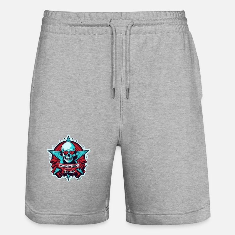 Commitment Issues Skull Badge - Stanley/Stella Trainer Unisex Organic Jogging Shorts - heather grey