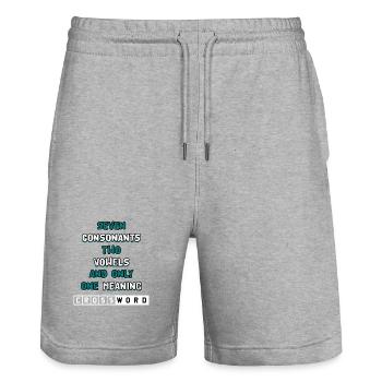 Sept consonnes Deux voyelles Motif croisé - Short de jogging bio TRAINER Stanley/Stella unisexe - gris chiné - Devant - Nik (191cm) & Marisol (170cm)