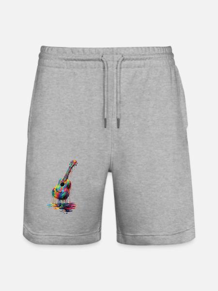 Ukulele med dryppende maling - Stanley/Stella Trainer økologiske unisex joggingshorts - grå meleret
