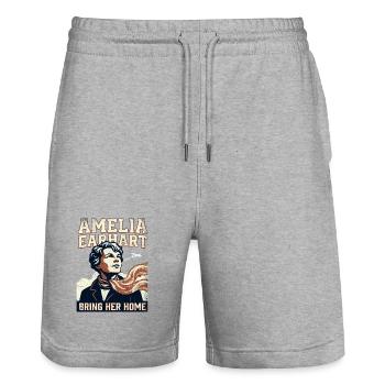 Amelia Earhart – Bring sie nach Hause - Stanley/Stella Unisex Bio Joggingshorts Trainer  - Grau meliert - Vorne - Nik (191cm) & Marisol (170cm)