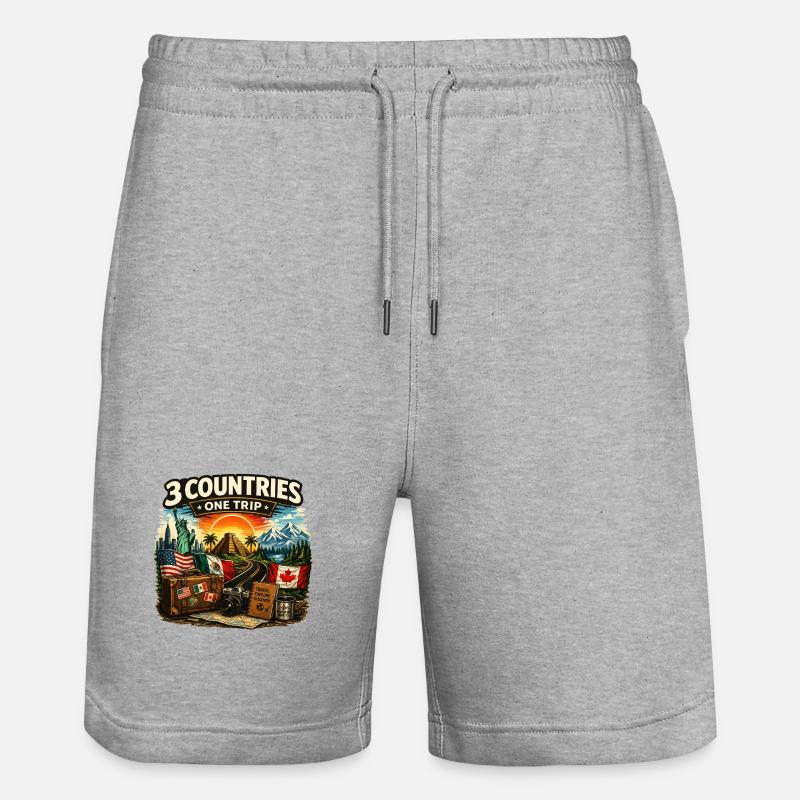 3 Countries 1 Trip 2026 - Stanley/Stella Unisex Bio Joggingshorts Trainer - Grau meliert