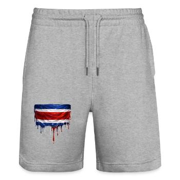 Costa Rica Dripping Flag - Stanley/Stella Trainer Unisex Organic Jogging Shorts - heather grey - Front - Nik (191cm) & Marisol (170cm)