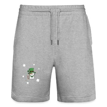 Chat de la Saint-Patrick - Short de jogging bio TRAINER Stanley/Stella unisexe - gris chiné - Devant - Nik (191cm) & Marisol (170cm)