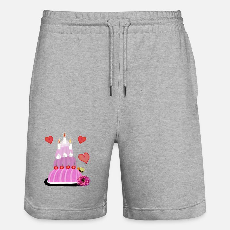Gâteau Gâteau Gâteau d’anniversaire Cœurs - Short de jogging bio TRAINER Stanley/Stella unisexe - gris chiné