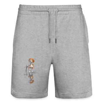 Beagle at the water level - Stanley/Stella Trainer Unisex Organic Jogging Shorts - heather grey - Front - Nik (191cm) & Marisol (170cm)