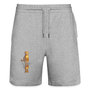 Orange cat artist at the water level - Stanley/Stella Trainer Unisex Organic Jogging Shorts - heather grey - Front - Nik (191cm) & Marisol (170cm)