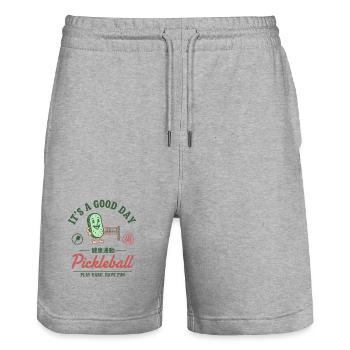 Pickleball Funny Player Love Pickleball Court - Stanley/Stella Trainer Unisex Organic Jogging Shorts - heather grey - Front - Nik (191cm) & Marisol (170cm)