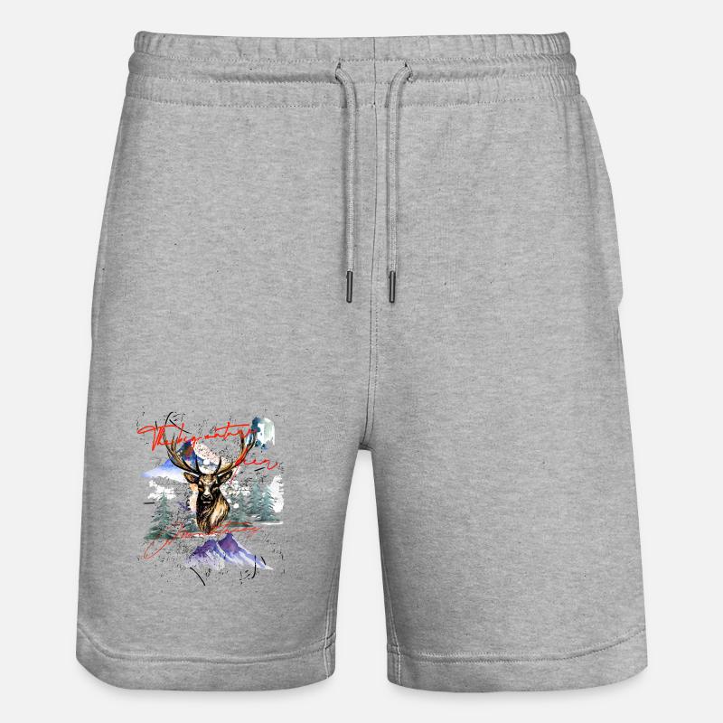 Hirsch Geweih Berge - Stanley/Stella Unisex Bio Joggingshorts Trainer  - Grau meliert