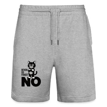 Schwarze Katze Shirt - Sarkastisches No Design - Stanley/Stella Unisex Bio Joggingshorts Trainer  - Grau meliert - Vorne - Nik (191cm) & Marisol (170cm)