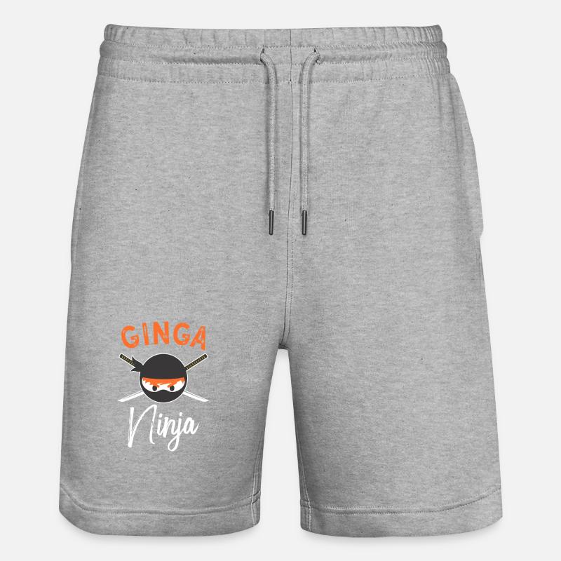 Ginga Ninja Emblem - Stanley/Stella Trainer Unisex Organic Jogging Shorts - heather grey