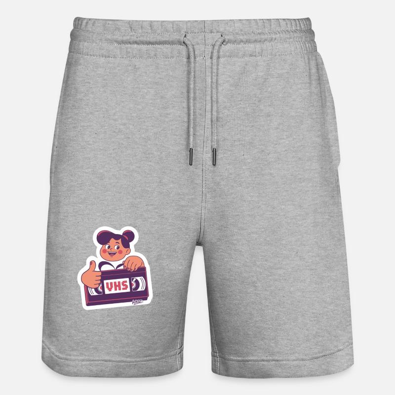 Cassette VHS Kawaii Rétro - Short de jogging bio TRAINER Stanley/Stella unisexe - gris chiné