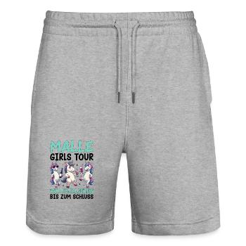 Malle Girls Tour Einhorn Mallorca Party Urlaub - Stanley/Stella Unisex Bio Joggingshorts Trainer  - Grau meliert - Vorne - Nik (191cm) & Marisol (170cm)
