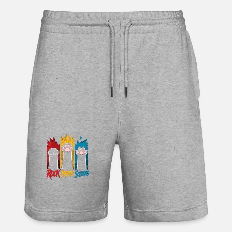 Trio Pierre-Papier-Ciseaux Pattes de Chat - Short de jogging bio TRAINER Stanley/Stella unisexe - gris chiné