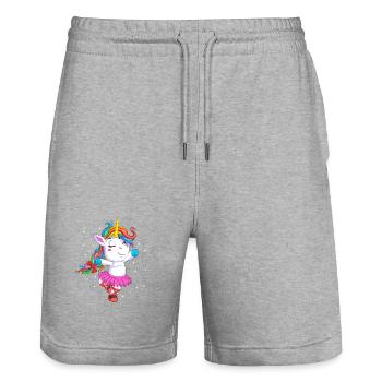 Ballet Unicorn Cute Dancing Ballerina Gift - Stanley/Stella Trainer Unisex Organic Jogging Shorts - heather grey - Front - Nik (191cm) & Marisol (170cm)