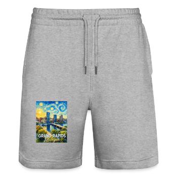 Grand Rapids, Michigan Sternennacht - Stanley/Stella Unisex Bio Joggingshorts Trainer  - Grau meliert - Vorne - Nik (191cm) & Marisol (170cm)
