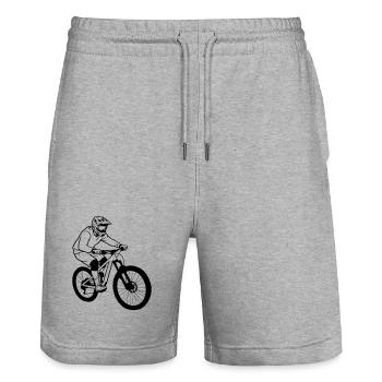 Downhill mountain bike - Stanley/Stella Trainer Unisex Organic Jogging Shorts - heather grey - Front - Nik (191cm) & Marisol (170cm)