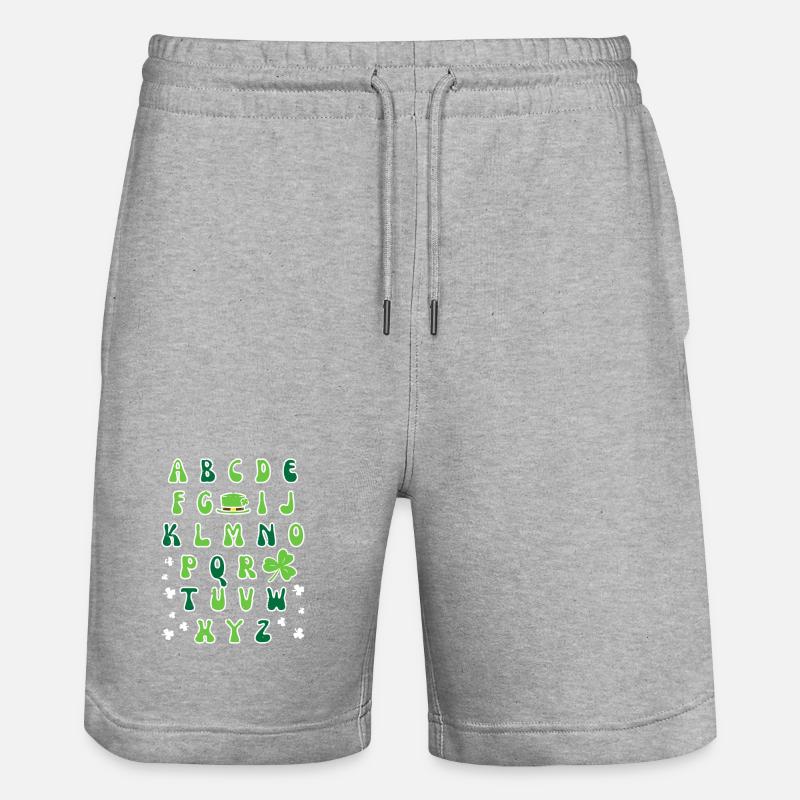 Irisches Alphabet-Kleeblatt-Design - Stanley/Stella Unisex Bio Joggingshorts Trainer  - Grau meliert