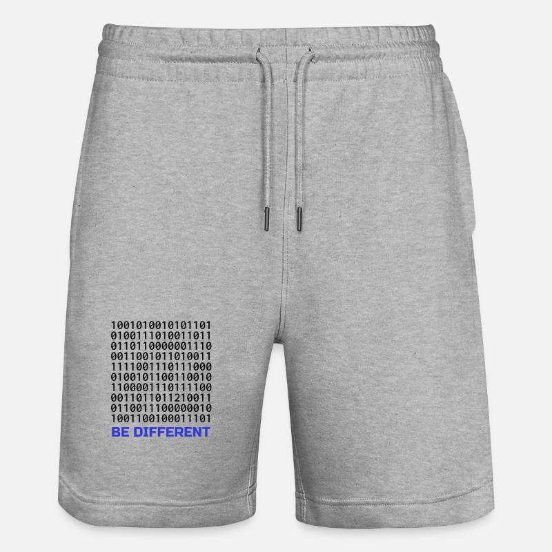 Être différent : Motif binaire avec message - Short de jogging bio TRAINER Stanley/Stella unisexe - gris chiné