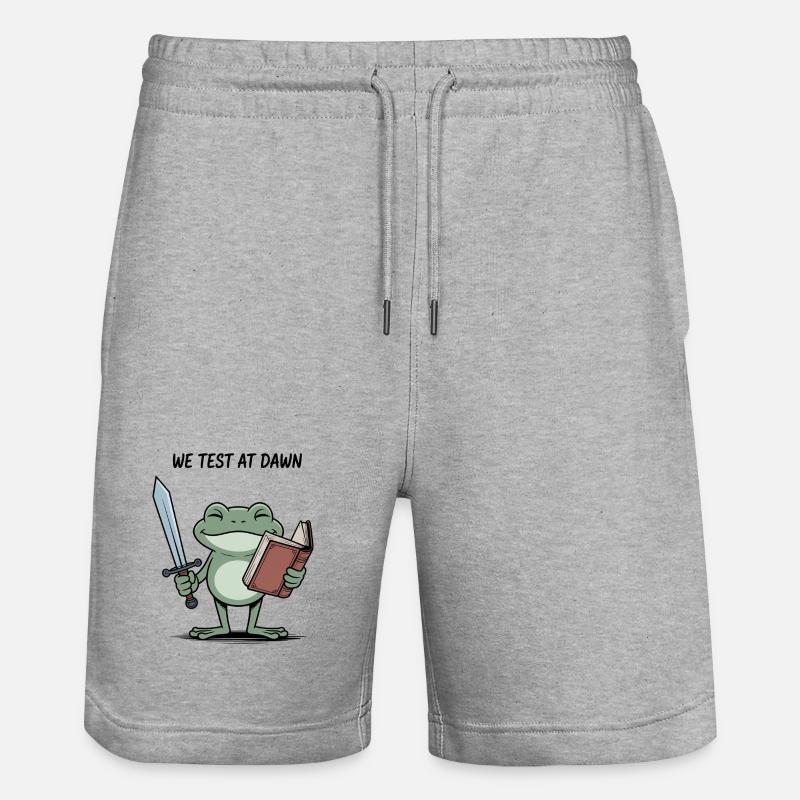 Dawn Quest Frog: Sword & Scroll - Stanley/Stella Trainer Unisex Organic Jogging Shorts - heather grey