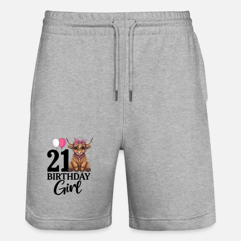 Fille d’anniversaire de 21 ans - Short de jogging bio TRAINER Stanley/Stella unisexe - gris chiné
