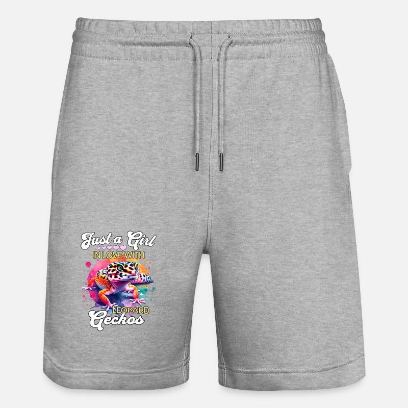 Mädchen Leopardgecko - Stanley/Stella Unisex Bio Joggingshorts Trainer  - Grau meliert