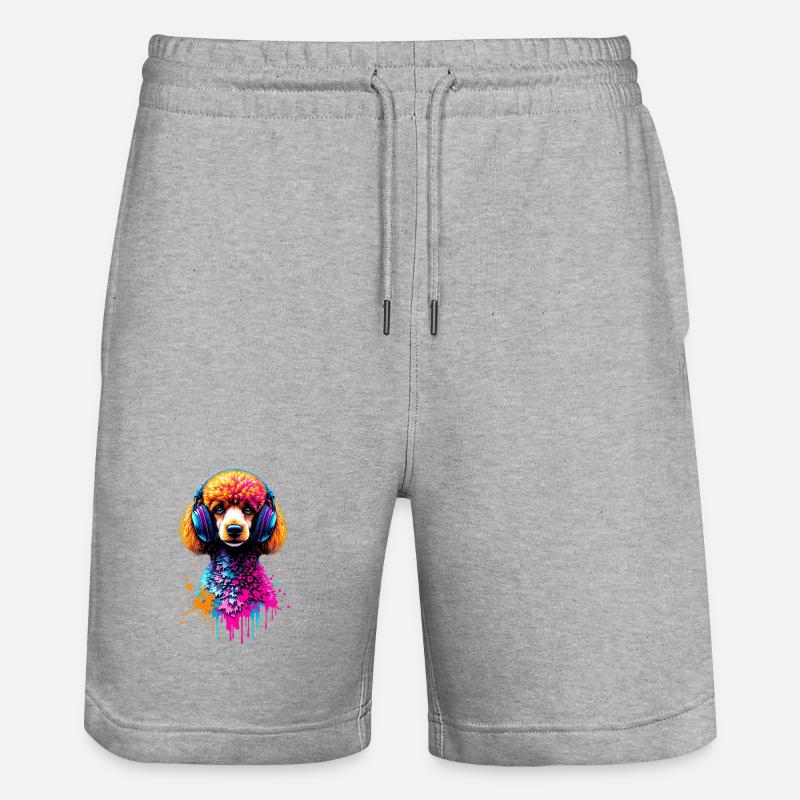 Caniche avec un casque - Short de jogging bio TRAINER Stanley/Stella unisexe - gris chiné