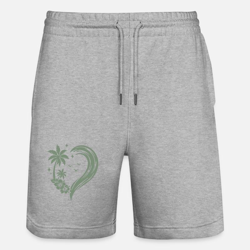 Cœur, palmier, fleurs, vague de l’océan - Short de jogging bio TRAINER Stanley/Stella unisexe - gris chiné