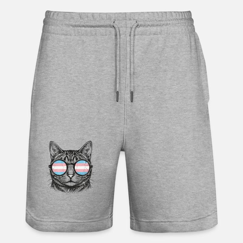 LGBT-Pride-Monat – Trans-Pride-Katze - Stanley/Stella Unisex Bio Joggingshorts Trainer - Grau meliert