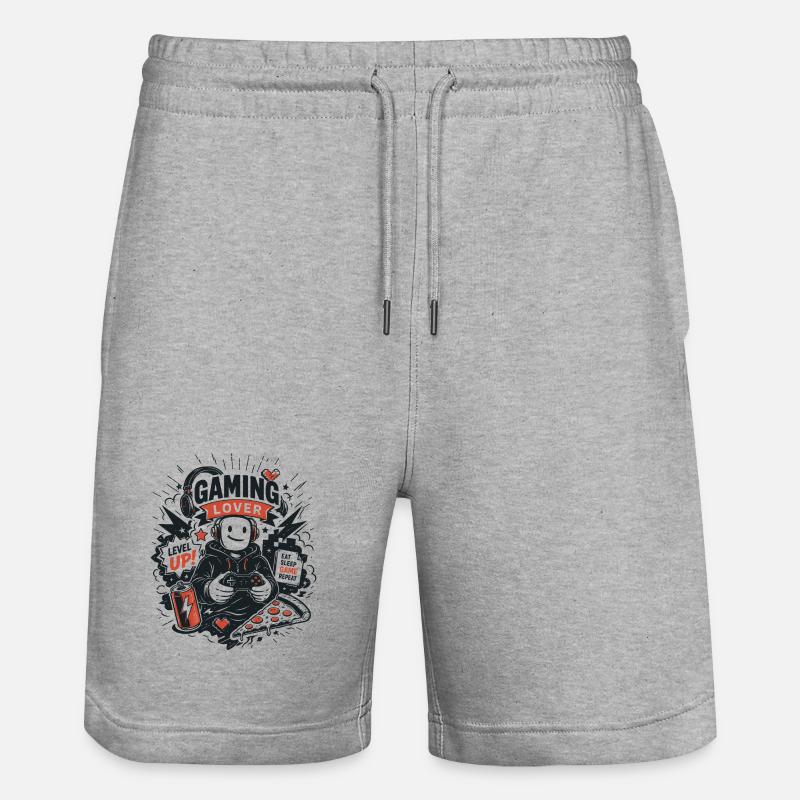 Gaming Lover Retro Arcade - Short de jogging bio TRAINER Stanley/Stella unisexe - gris chiné