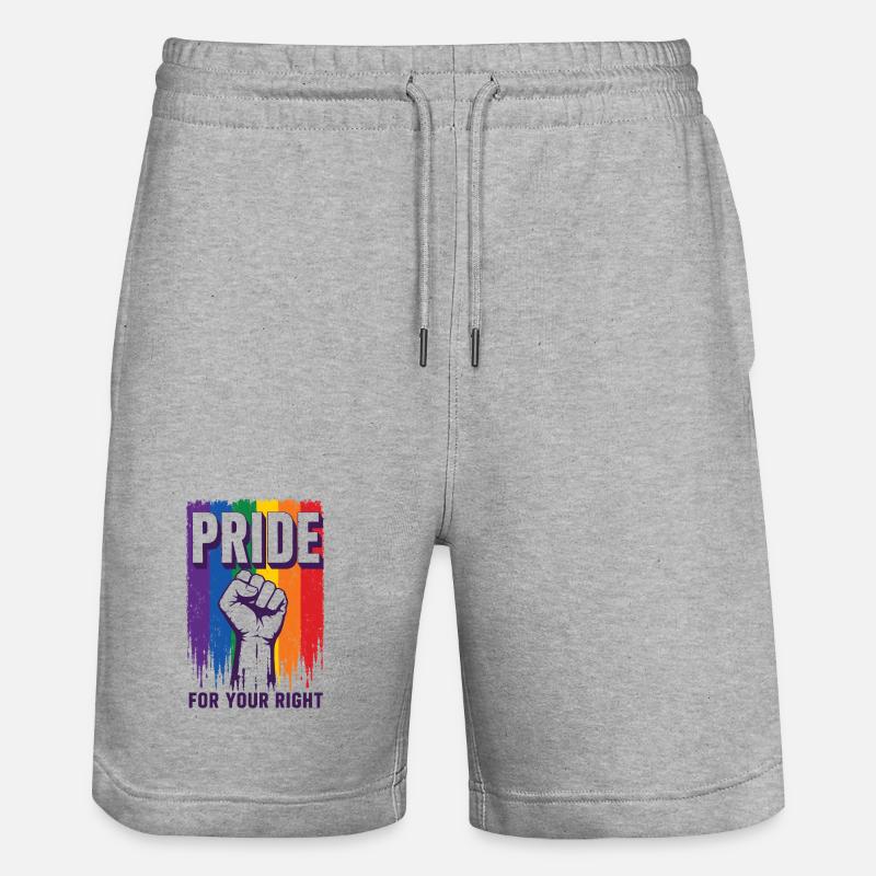 Pride Rainbow Right Statement Shirt - Stanley/Stella Trainer Unisex Organic Jogging Shorts - heather grey