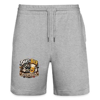Dart & Bier: Darum bin ich hier - Stanley/Stella Unisex Bio Joggingshorts Trainer  - Grau meliert - Vorne - Nik (191cm) & Marisol (170cm)