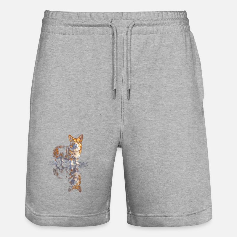 Wasserreflex Corgi - Stanley/Stella Unisex Bio Joggingshorts Trainer - Grau meliert