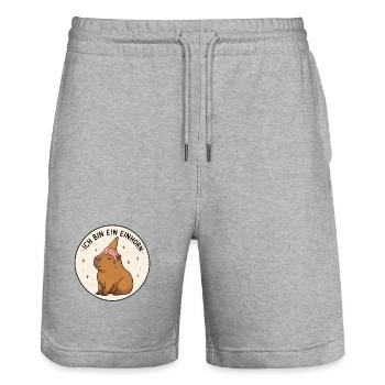 Capybara Einhorn - Stanley/Stella Unisex Bio Joggingshorts Trainer  - Grau meliert - Vorne - Nik (191cm) & Marisol (170cm)