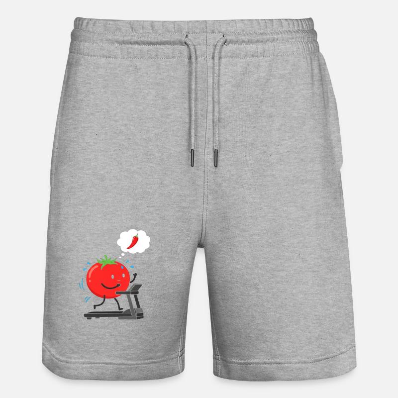 Tomato on treadmill - Stanley/Stella Trainer Unisex Organic Jogging Shorts - heather grey
