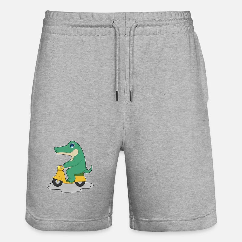 Krokodil Motorroller - Stanley/Stella Unisex Bio Joggingshorts Trainer - Grau meliert