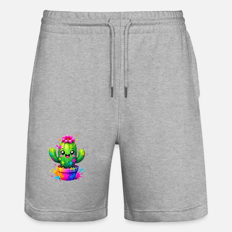 Cactus Joyeuses Fleurs Éclaboussurées - Short de jogging bio TRAINER Stanley/Stella unisexe - gris chiné