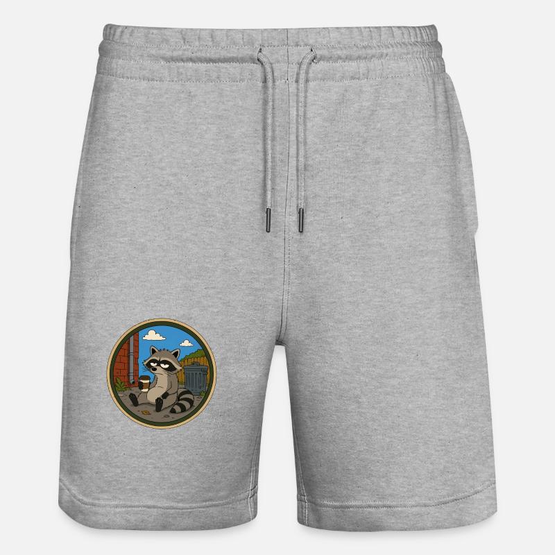Waschbär in der Kaffeepause - Stanley/Stella Unisex Bio Joggingshorts Trainer  - Grau meliert