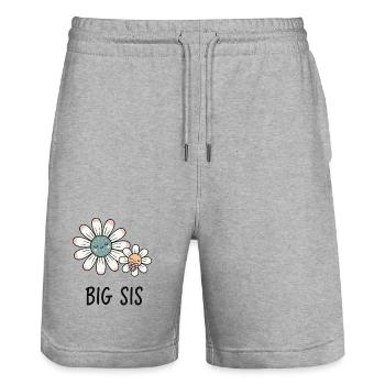 Gender Reveal Baby Shower Big Sis Big Sister Mom - Stanley/Stella Trainer Unisex Organic Jogging Shorts - heather grey - Front - Nik (191cm) & Marisol (170cm)
