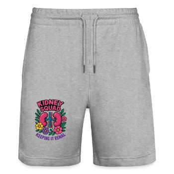 Kidney Squad Keeping It Renal - Stanley/Stella Unisex Bio Joggingshorts Trainer  - Grau meliert - Vorne - Nik (191cm) & Marisol (170cm)