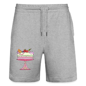 Kuchen - Stanley/Stella Unisex Bio Joggingshorts Trainer  - Grau meliert - Vorne - Nik (191cm) & Marisol (170cm)