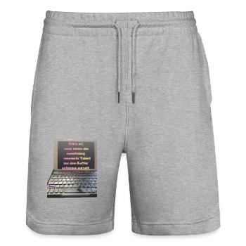 Tabletglück aus dem Koffer - Stanley/Stella Unisex Bio Joggingshorts Trainer  - Grau meliert - Vorne - Nik (191cm) & Marisol (170cm)